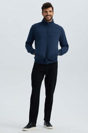Polerón hombre full zipper azul