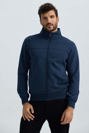 Polerón hombre full zipper azul