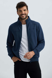 Polerón hombre full zipper azul