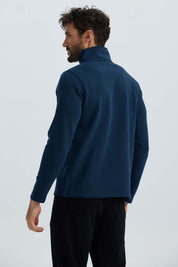 Polerón Hombre Half Zipper Liso Azul Marino