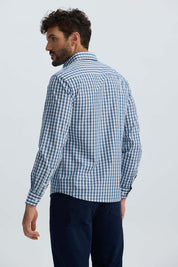 Camisa Hombre Cuadros Azul Denim