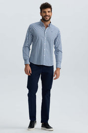Camisa Hombre Cuadros Azul Denim