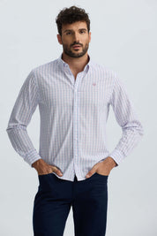 Camisa Hombre Cuadros Palo Rosa