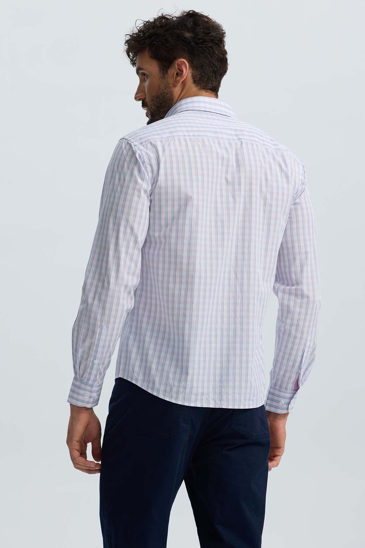 Camisa Hombre Cuadros Palo Rosa