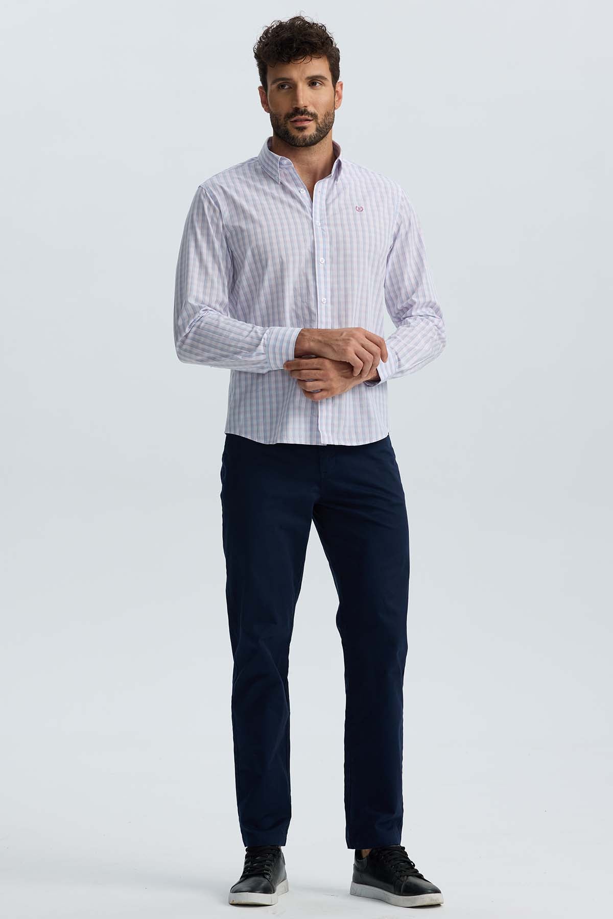 Camisa Hombre Cuadros Palo Rosa
