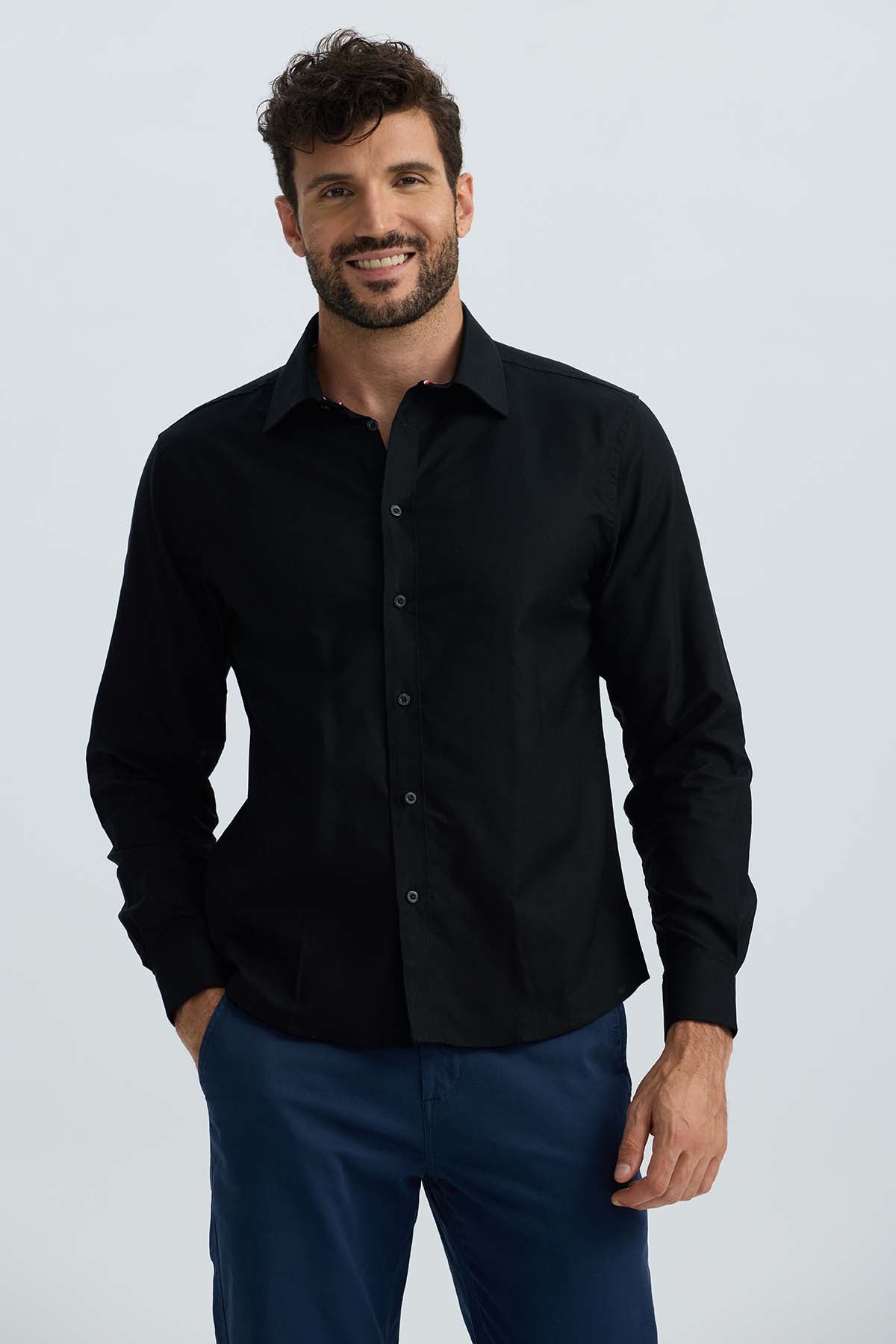 Camisa Hombre Oxford Premium Negro