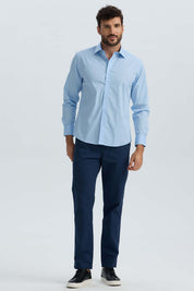Camisa Hombre Cuello Italiano Celeste