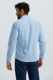 Camisa Hombre Cuello Italiano Celeste