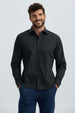 Camisa negra hombre cuello italiano Fashion's Park