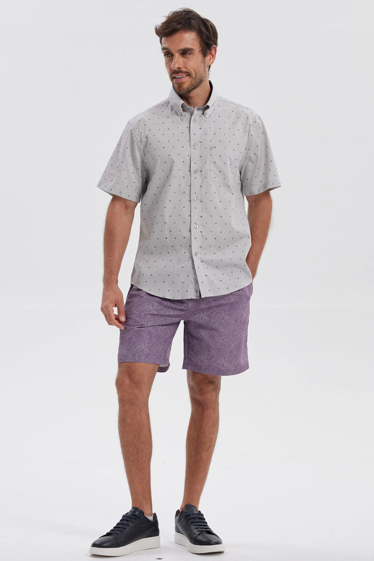 Camisa Hombre Mini Print Gris