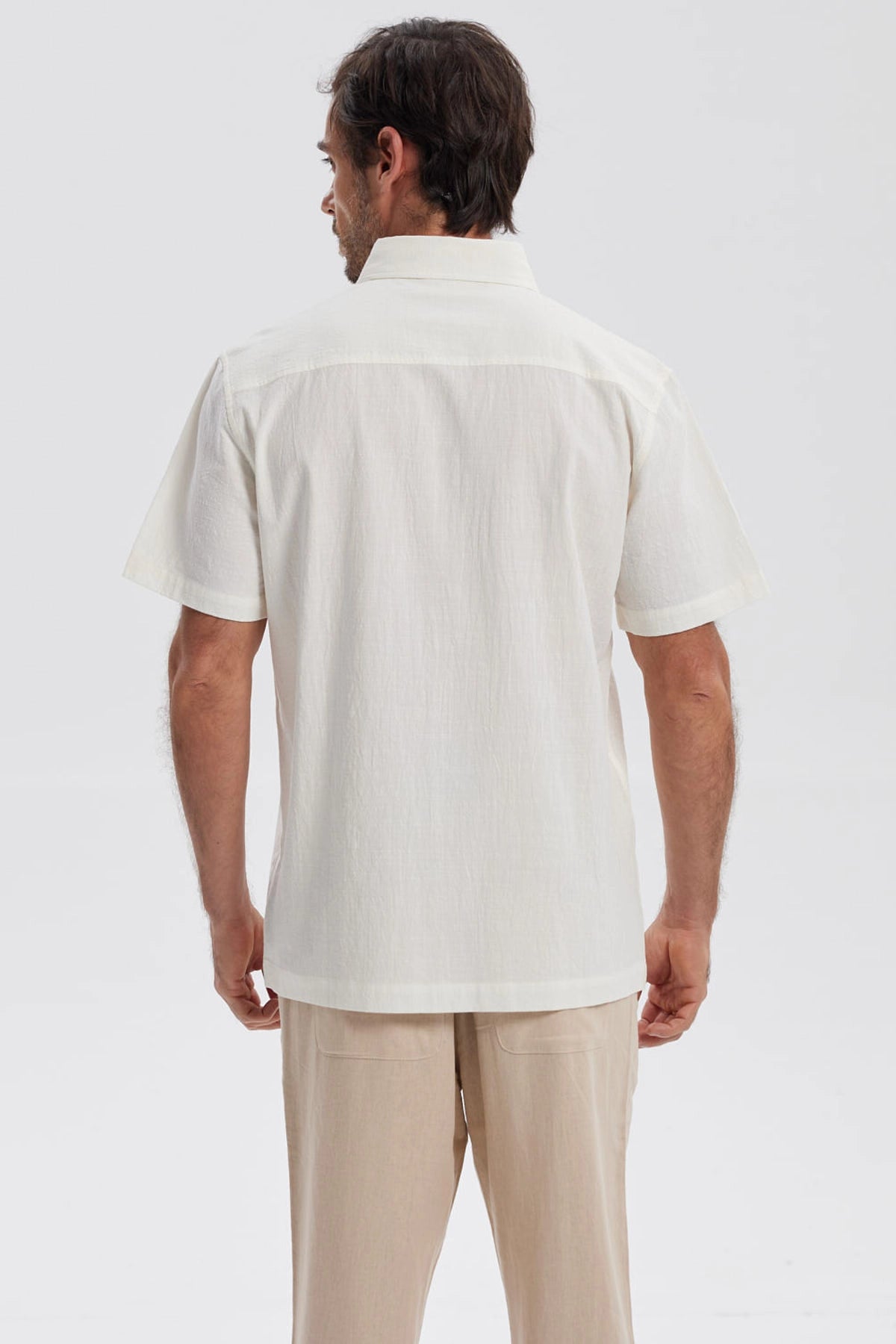 Camisa Hombre Con Bolsillo Crudo