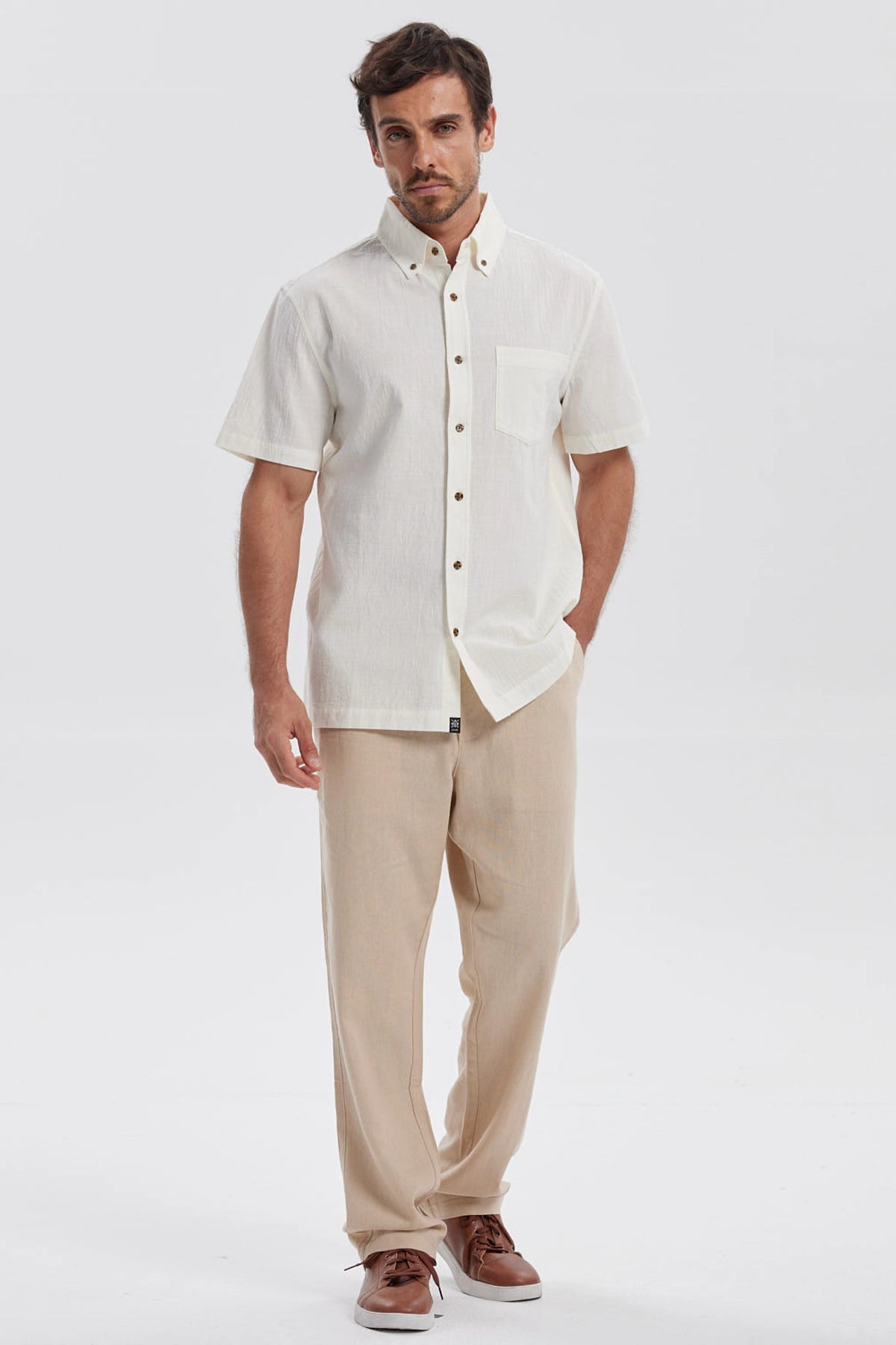 Camisa Hombre Con Bolsillo Crudo