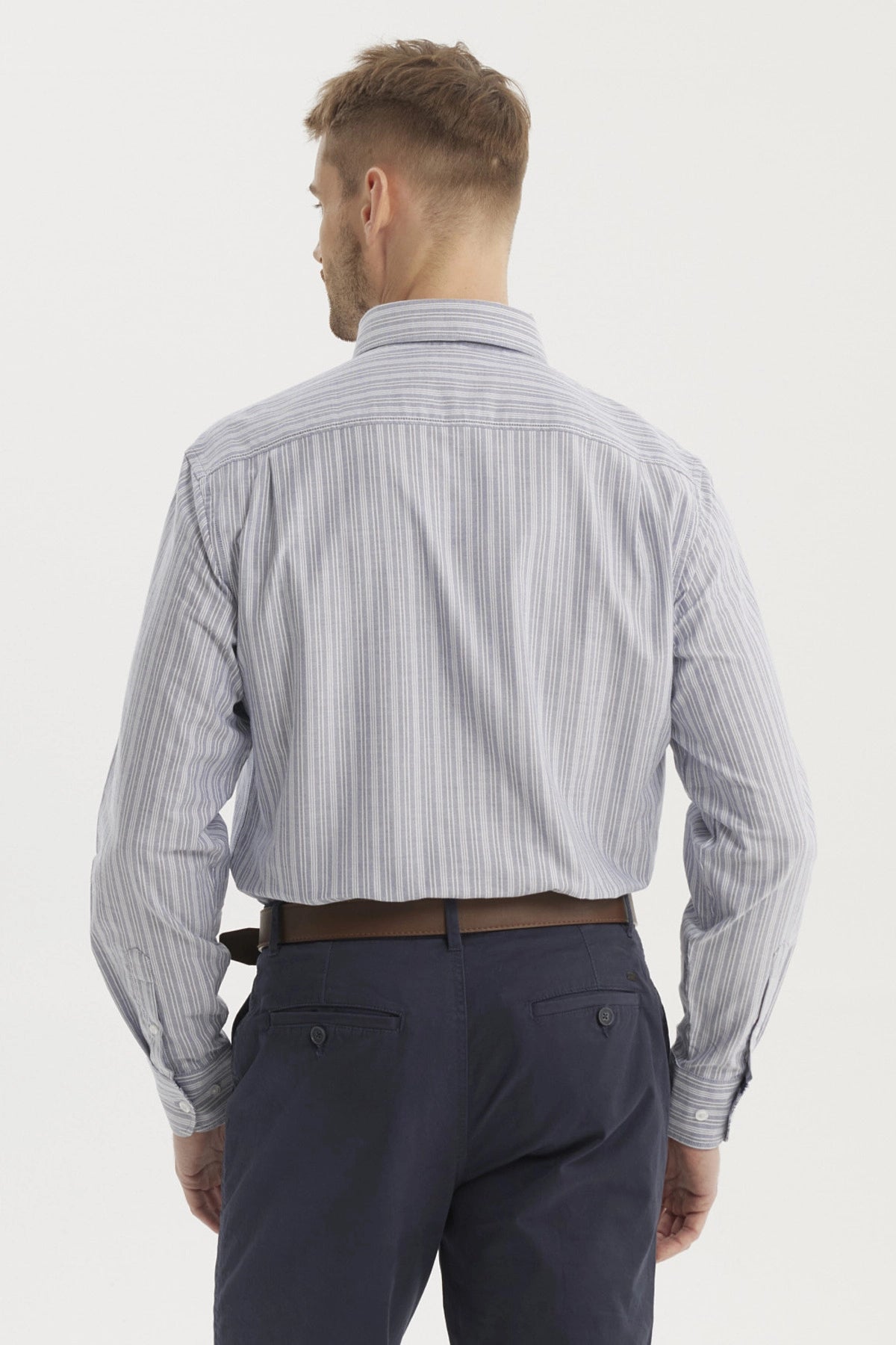 Camisa Hombre Rayas Premium Azul