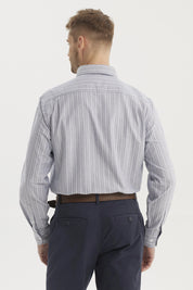 Camisa Hombre Rayas Premium Azul