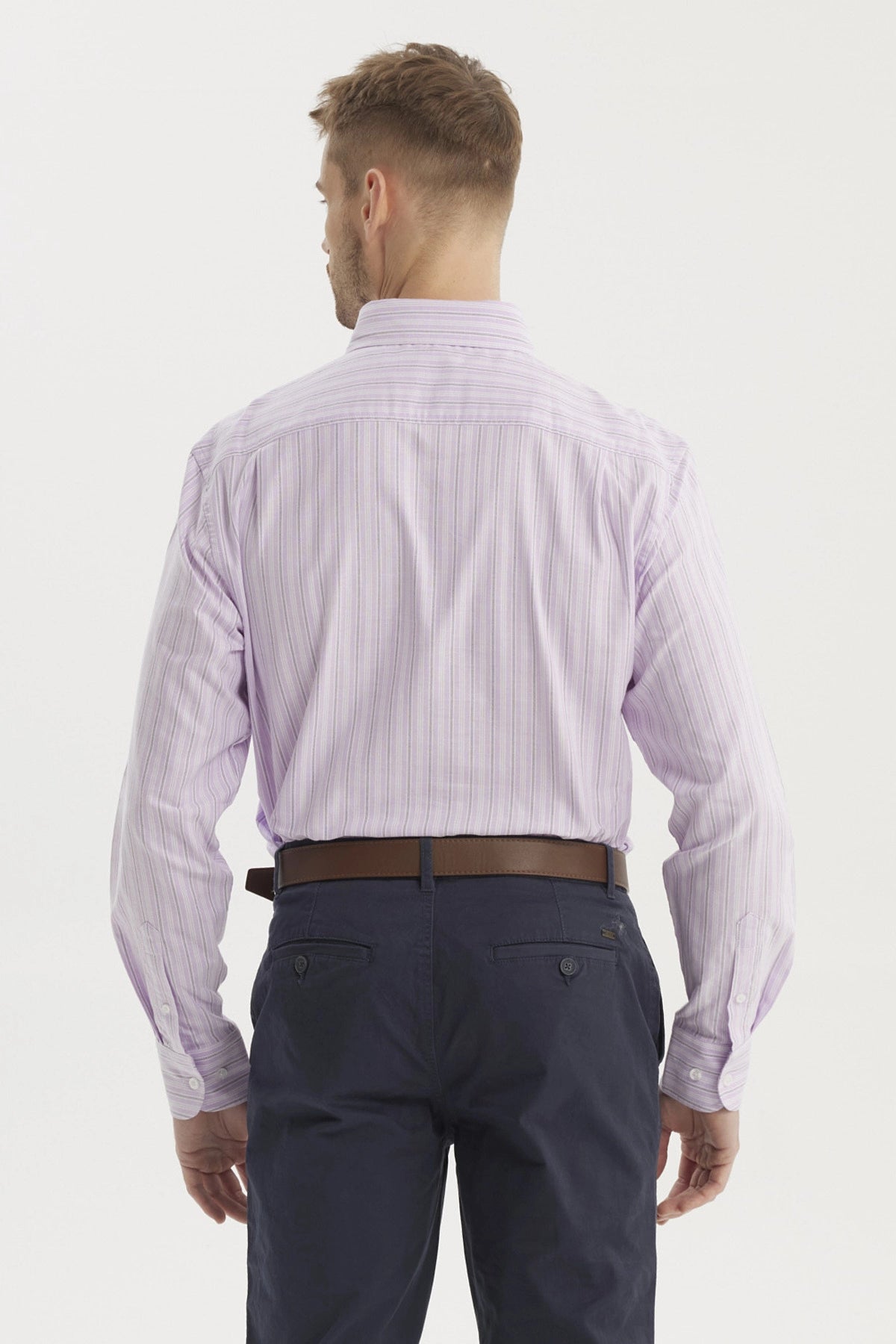Camisa Hombre Rayas Premium Lila