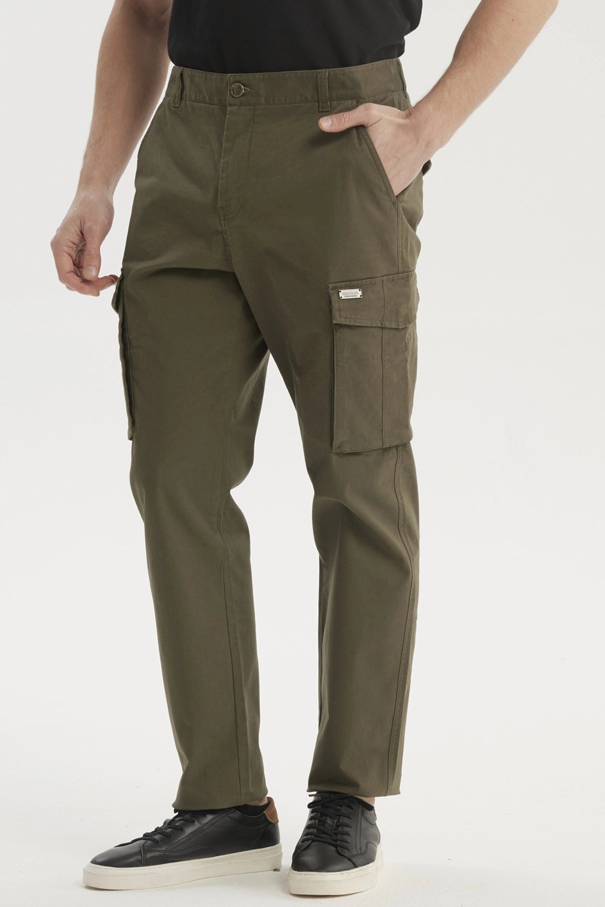 Pantalón Hombre Cargo Slim Fit Verde Olivo