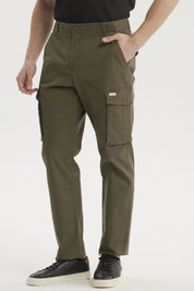 Pantalón Hombre Cargo Slim Fit Verde Olivo