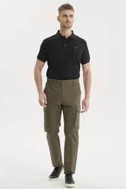 Pantalón Hombre Cargo Slim Fit Verde Olivo