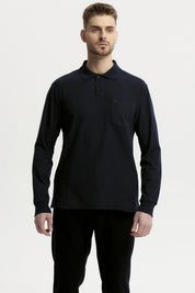 Polera Hombre Pique Básica Azul Marino