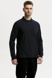 Polera Hombre Pique Básica Azul Marino