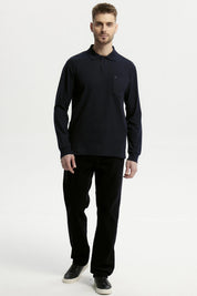 Polera Hombre Pique Básica Azul Marino