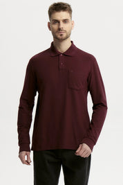 Polera Hombre Pique Básica Burdeo