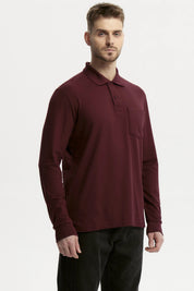 Polera Hombre Pique Básica Burdeo