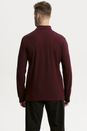 Polera Hombre Pique Básica Burdeo