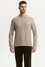 Polera Hombre Pique Básica Beige
