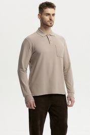 Polera Hombre Pique Básica Beige