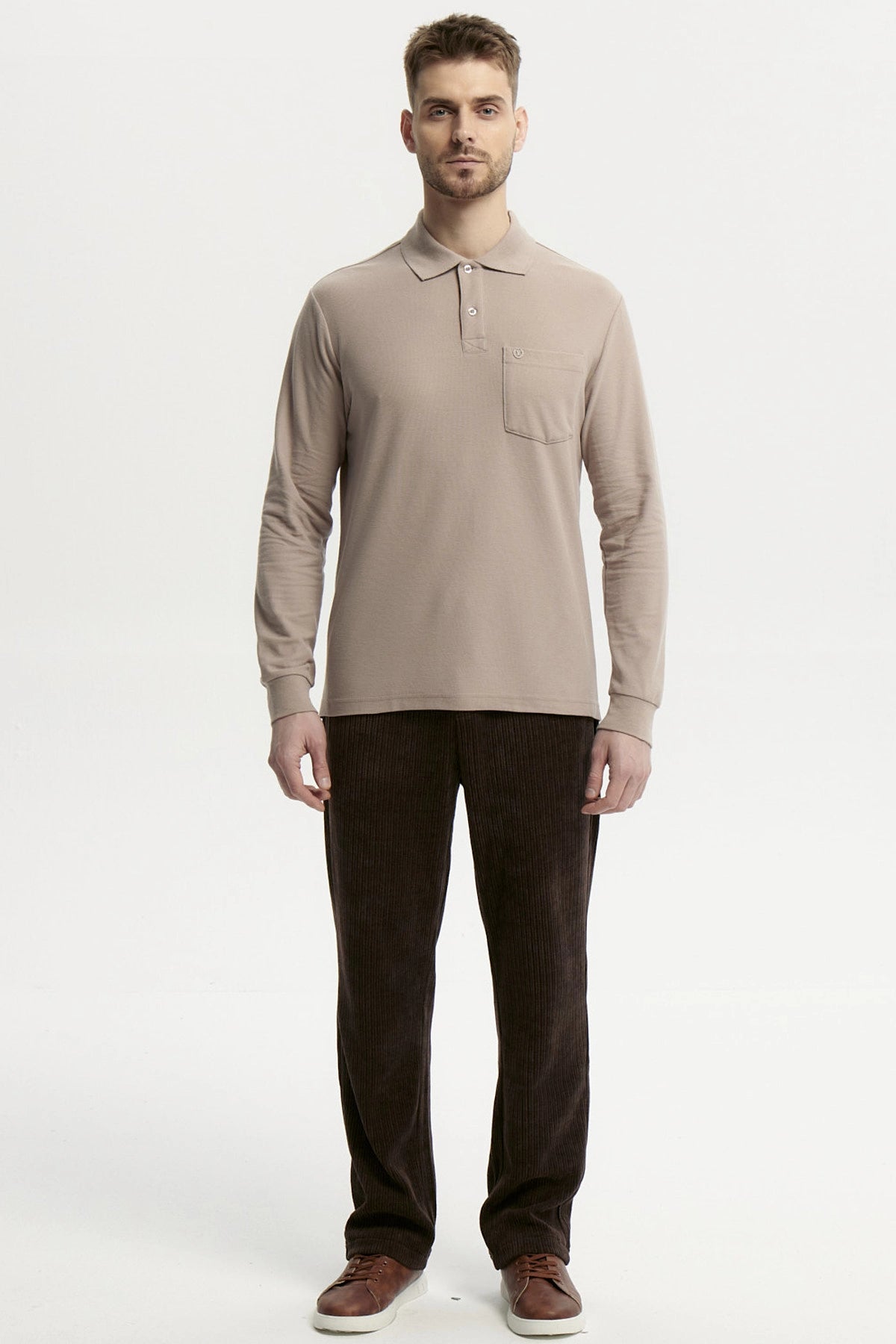 Polera Hombre Pique Básica Beige