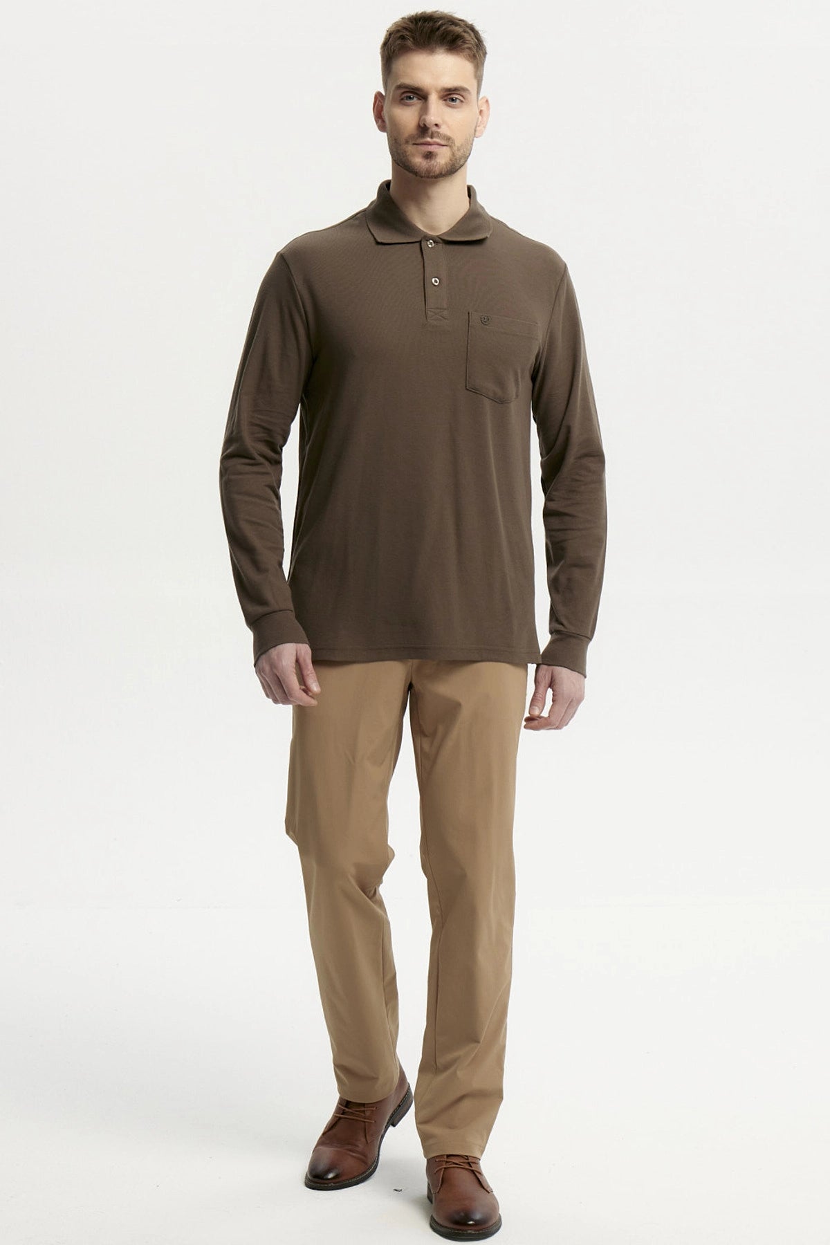 Polera Hombre Pique Básica Verde Olivo
