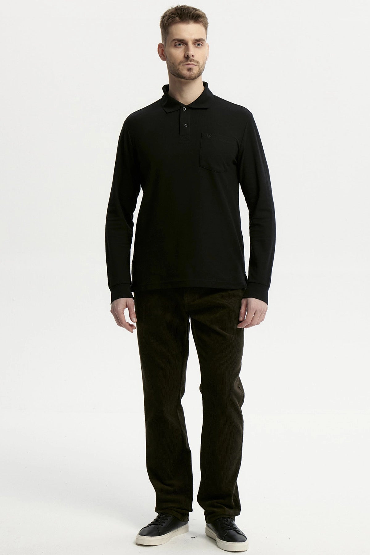 Polera Hombre Pique Básica Negro