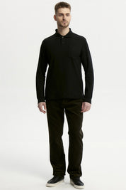 Polera Hombre Pique Básica Negro