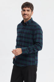 Camisa Hombre Franela Básica Verde Oscuro