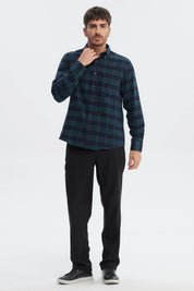 Camisa Hombre Franela Básica Verde Oscuro
