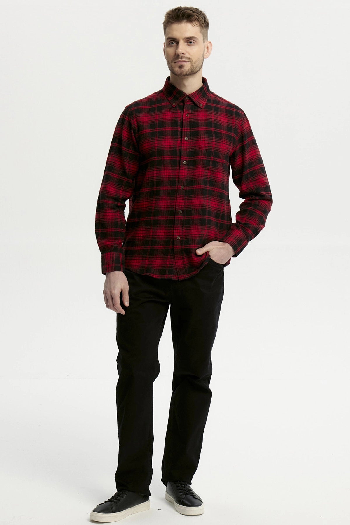 Camisa Hombre Franela Básica Rojo