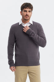 Sweater Hombre Básico Gris Melange