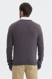 Sweater Hombre Básico Gris Melange