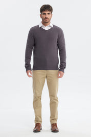 Sweater Hombre Básico Gris Melange