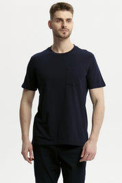 Polera Hombre Básica Con Bolsillo Azul Marino