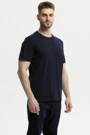 Polera Hombre Básica Con Bolsillo Azul Marino