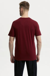 Polera Hombre Básica Con Bolsillo Burdeo