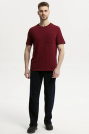 Polera Hombre Básica Con Bolsillo Burdeo