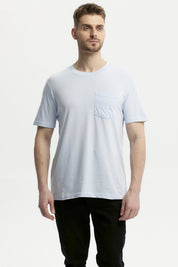 Polera Hombre Básica Con Bolsillo Celeste