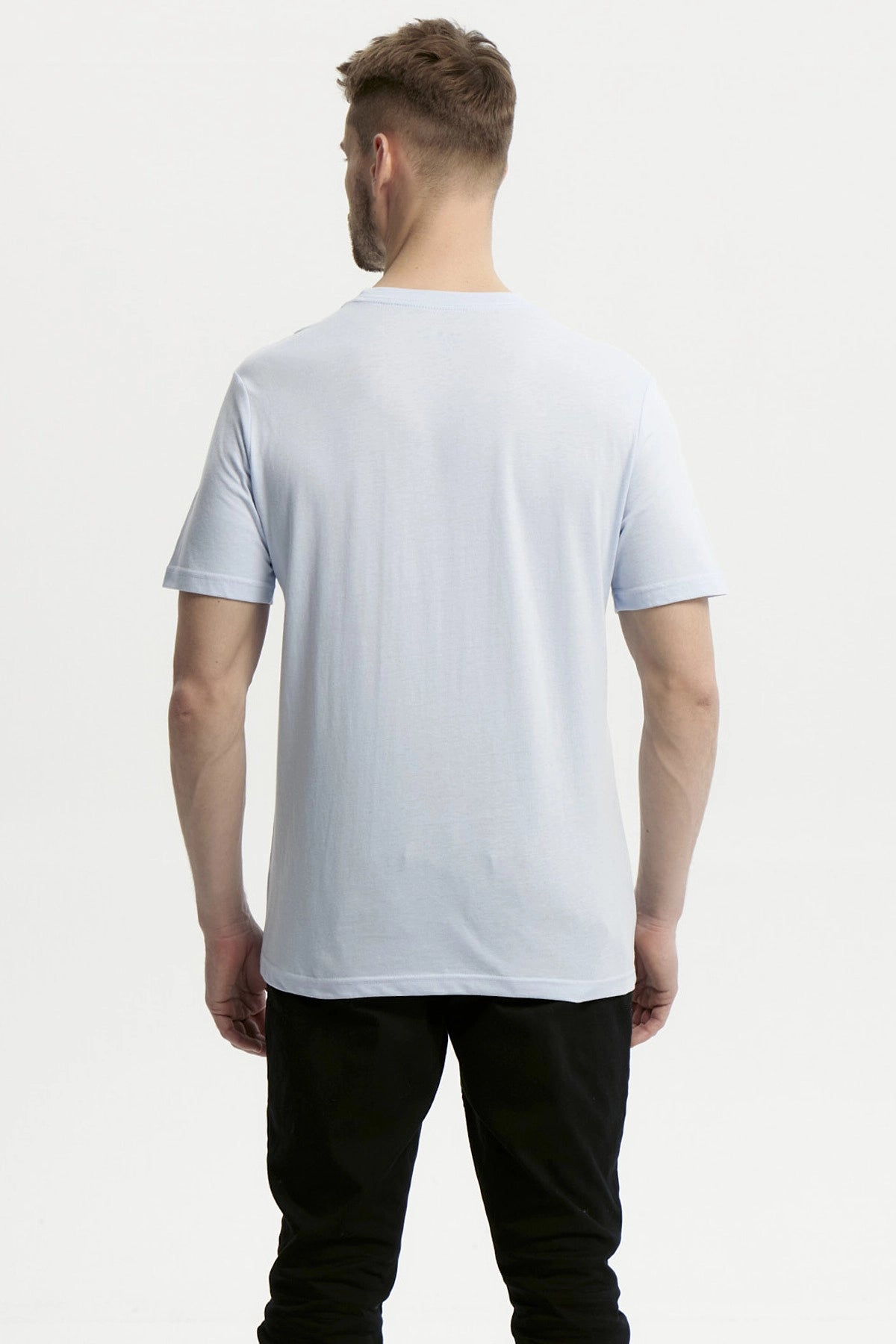 Polera Hombre Básica Con Bolsillo Celeste