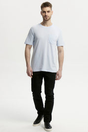 Polera Hombre Básica Con Bolsillo Celeste