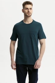 Polera Hombre Básica Con Bolsillo Verde Oscuro