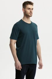 Polera Hombre Básica Con Bolsillo Verde Oscuro