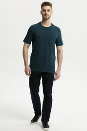 Polera Hombre Básica Con Bolsillo Verde Oscuro